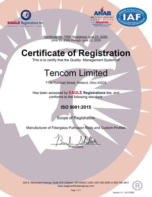Tencom ISO-9001-2015 Certified